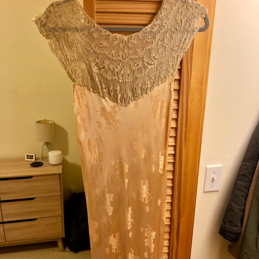 1920’s-30’s  vintage lace and silk gown
